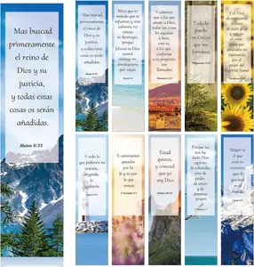 Spanish Christian Bookmarks Gifts - 50PCS Bible Verse Scripture Bookmarks Religious Inspirational Book Marks Scenery Page Markers Clip for Book Lovers Students Teachers Reading Christian Gifts Wxiben