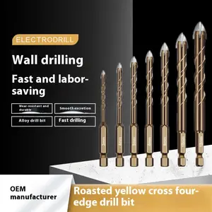 BODERI 12PCS/7PCS Drill Bit High Strength Eccentric Drill Bit Set for Concrete/Glass/Cast Iron/Tile/Wood.Hexagonal Shank Drills, Short bits, Reduced Vibration, Dry Drills, Sizes: 6+6+8+10+12 mm