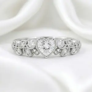 Pure White Eternal Ring with Sparking Heart CZ, Perfect Gift for Women