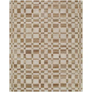 Dundee 100% Wool Hand Tufted Rug, Checkered Pattern