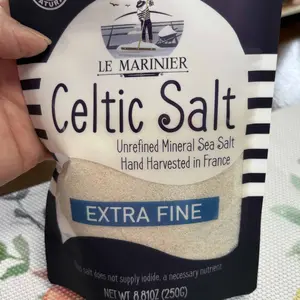 Le Marinier Celtic Salt Extra Fine 8.81oz Mineral-Rich Unrefined Sea Salt 100% Natural Hand Harvested Mineral Light Grey Electrolyte Low Sodium