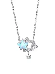 Shimmering Twin Stars Necklace, Colorful Star Pendant, Luxury Unique Design, Elegant Collarbone Chain for Women, Fashion Jewelry