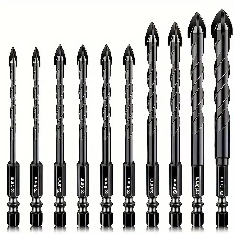 Masonry Drill Bit Tools Set, Concrete Drill Bit Tool Set for Tile, Brick, Glass, Plastic and Wood, Tungsten Carbide Tip for Ceramic Tile, Wall Mirror