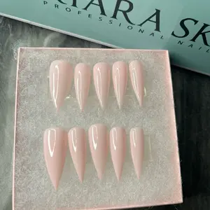 Natural Translucent Pink Stiletto Nails