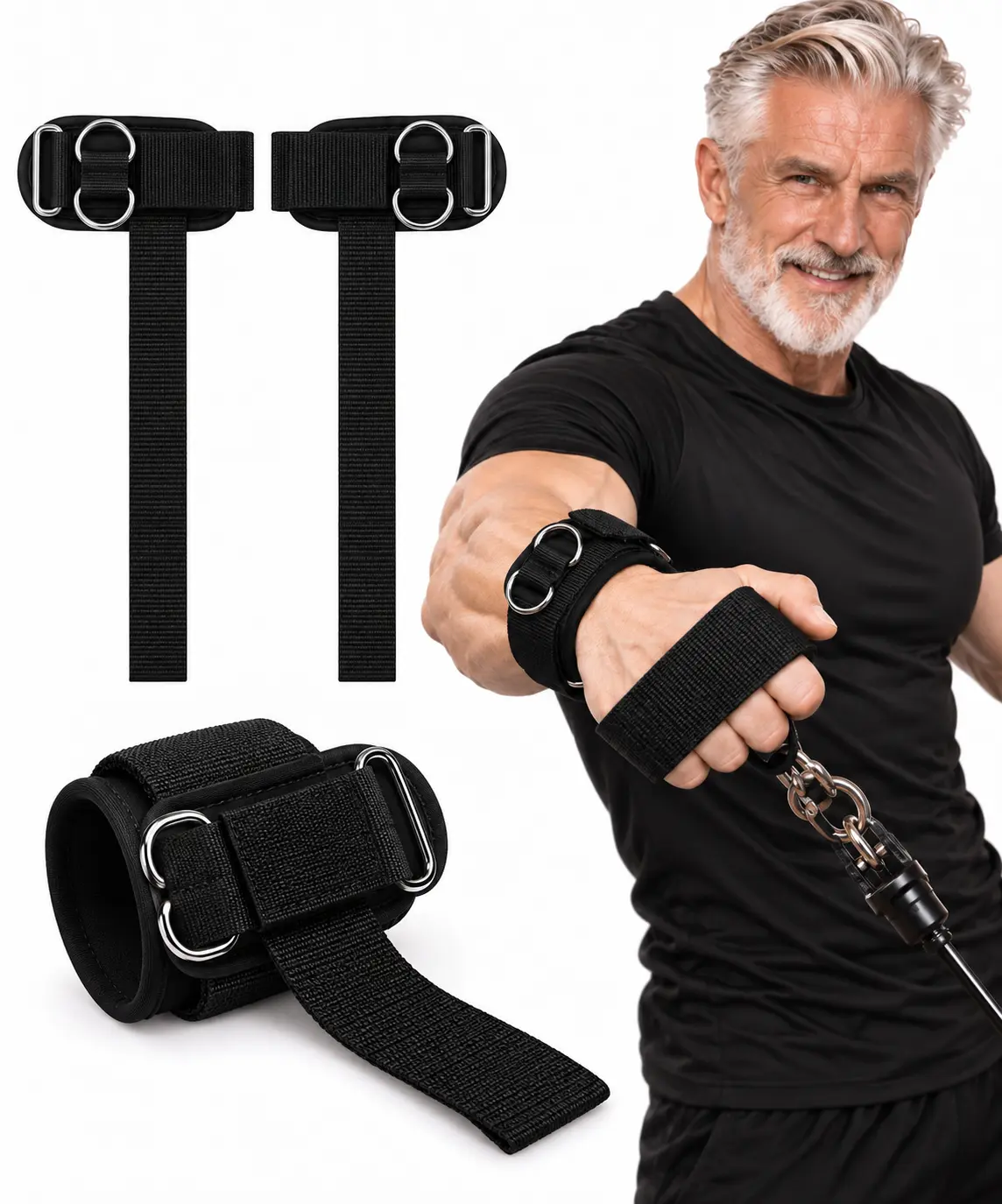 Lifting Straps with D Rings - Non-Slip Weightlifting Wrist Straps for Gym - Thick Padding & Reinforced Stitching - Secure Fit for Men & Women - Lifting Straps Gym & Workout