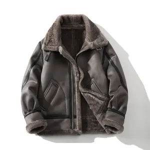 Handmade Limited Edition Men's Warm Thickened Outdoor Jacket for Winter, Faux Suede, Fleece-Lined & Windproof