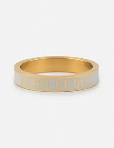 White Enamel Heart of God Ring