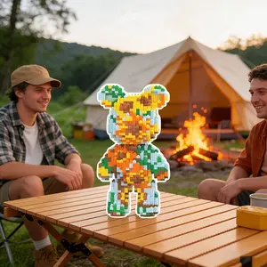 Colorful Sunflower Lucky Bear 3D Puzzle Building Blocks Decoration, Home Office Shelf Decor, Party Tabletop Display, Ideal Gift