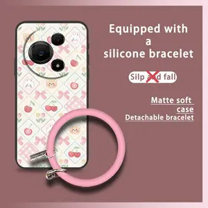 Waterproof Soft Case Phone Case For TCL 60 NxtPaper Cute Ring Protective Cartoon Funny Solid Color Personality Dirt-resistant Back Cover Bracelet Anti-knock Creative Youth