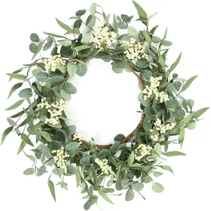 20'' Eucalyptus Wreath for Front Door, Porch, Window  WreathS - Green Decor for Home, Farmhouse - Spring, Summer, Fall, All Seasons