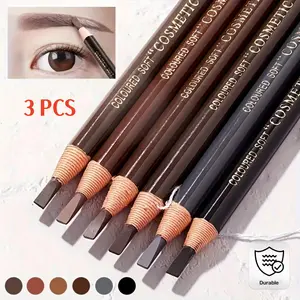 3pcs Waterproof Sweat-Proof Eyebrow Pencils, Smudge Proof, Long Lasting, Multi Color Makeup Brushes, Perfect for Eye Liner