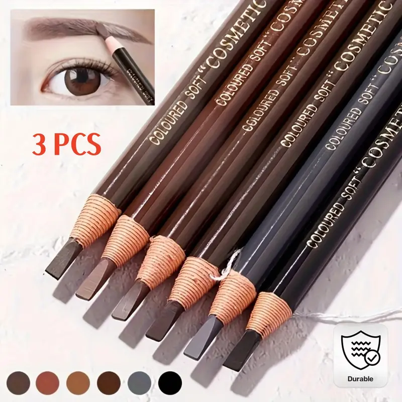 3-Pack Waterproof Sweat-Resistant Eyebrow Pencil Set, Natural Eyebrow Pencil, Smudge-Proof, Long-Lasting, Durable, Fade-Resistant, Multi-Color Makeup Pens for Eyebrow & Eyeliner, Cosmetic Products