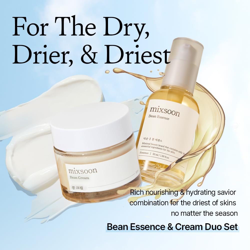 [mixsoon] Bean Essence Duo (50ml x 2) – Gentle Exfoliating Korean Skin Care Essence for Hydrating, Smoother Texture and a Dewy, Glass-Skin