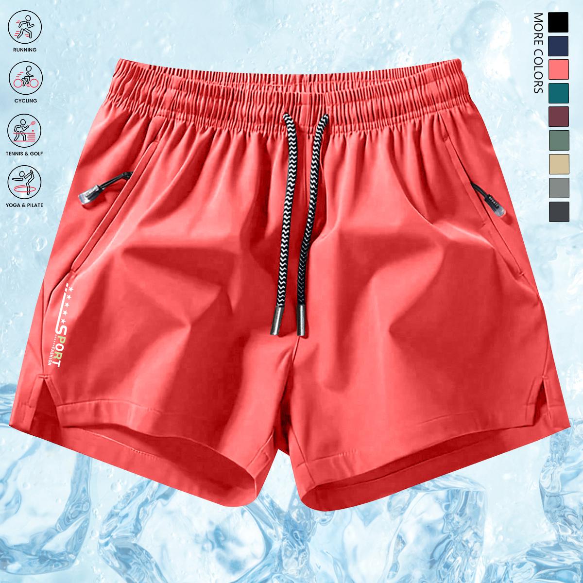 Men's 3-Pack Athletic Casual Split Shorts, Breathable Quick-Dry Gym Running Sport Shorts, Mens Clothing with Letter Print, Zippered Pockets, Drawstring Waist, Lightweight for Workouts, Outdoor Wear, Breathable Sport Shorts