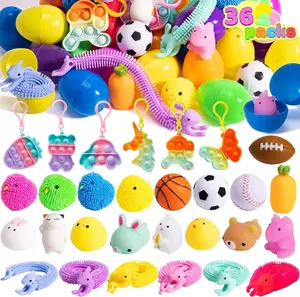Easter Gift 36 PCS Prefilled Easter Eggs with Stress Relief Toys, Easter Toys for Egg Hunt, Basket Stuffers, Party Favors Supplies, Classroom Prize Supplies