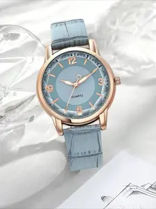 Women's Fashion Round Dial Quartz Watch, Fashionable Wristwatch, Trendy Watch for Daily Life, Exquisite Watch for Birthday Gift