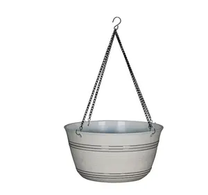 Style Selections Round 11.34-in W x 6.34-in H White Resin Contemporary/Modern Indoor/Outdoor Hanging Planter