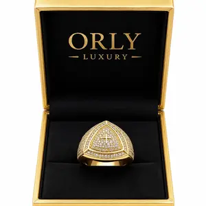 Luxury Handcrafted Cross Iced Out Ring - 14K Gold Plated Stainless Steel, Cubic Zirconia, Unisex Initial Ring for Evening Wear