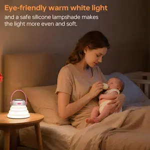 Foldable RGB Night Light, Touch Control Table Lamp with 7 Lighting Modes, Stepless Dimming, Type-C Rechargeable Portable Lamp for Bedroom, Camping, Bedside