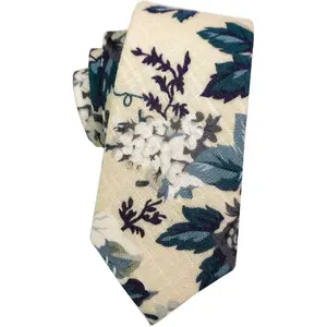 Mantieqingway Men's Cotton Floral Neck Tie 2.56'' Printed Skinny Tie