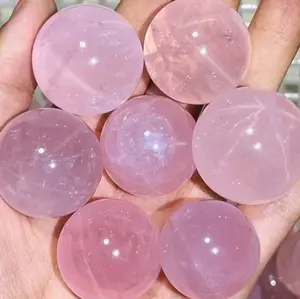 Six-Ray Rose Quartz Natural Crystal Spheres