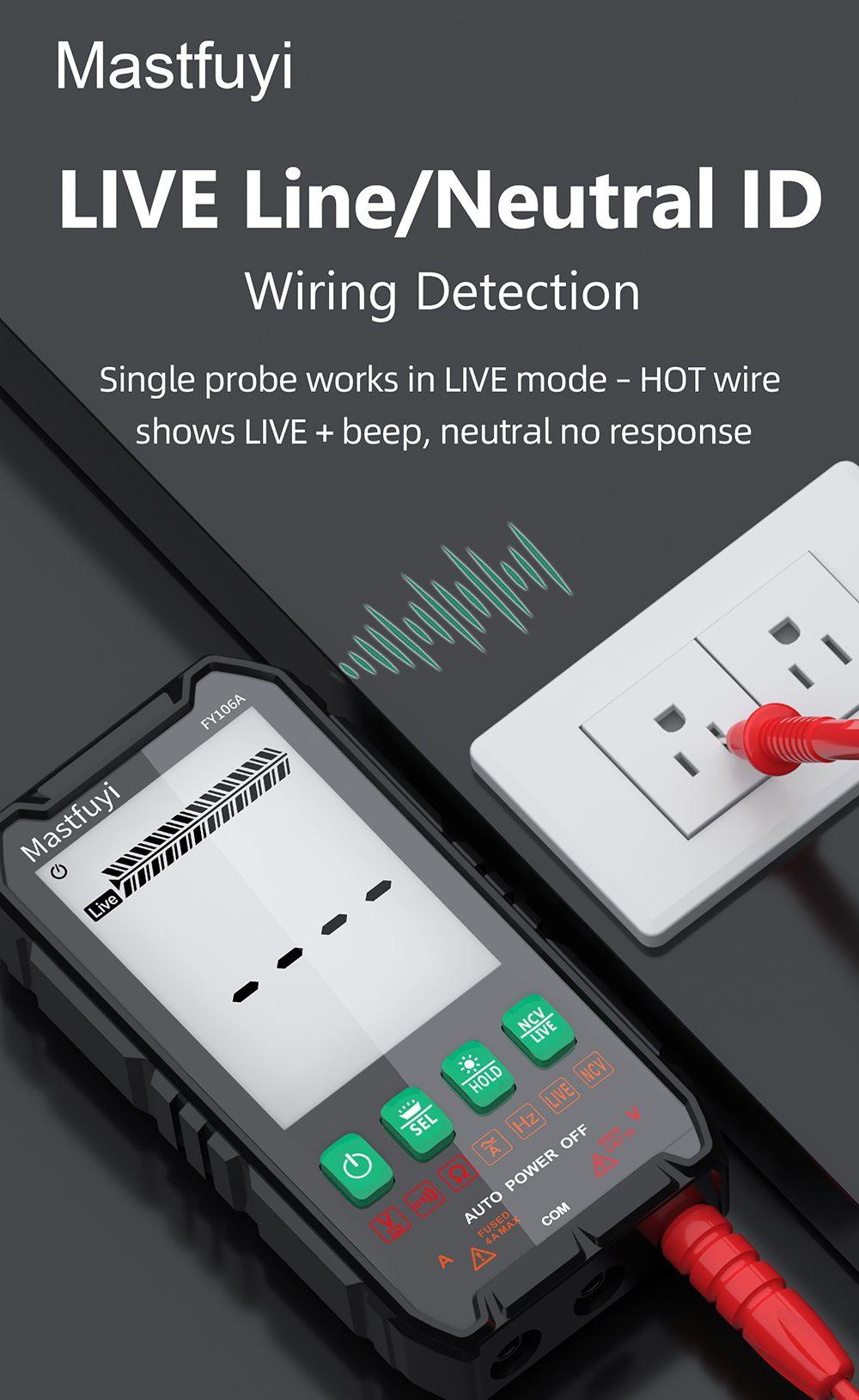 FY106 Smart Multimeter Mini Digital Multimeter 3999Counts Auto-Ranging CAT III 600V Professional Voltage Multimeter Multimeter Test Leads Multimeter Tester