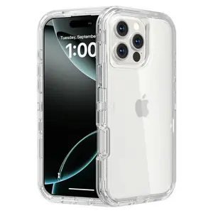 iPhone 16 Pro Max Transparent Heavy Duty Case Anti-Drop 3-in-1 TPU Crystal Clear Protective Bumper Cover with Anti-Scratch & Shockproof Features