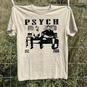 Psych TV Show Shirt 2026 | Vintage 90s Retro Tee | Aesthetic Shawn and Gus Graphic Shirt | Trendy Detective Streetwear Top | Oversized Washed Pineapple Tshirt