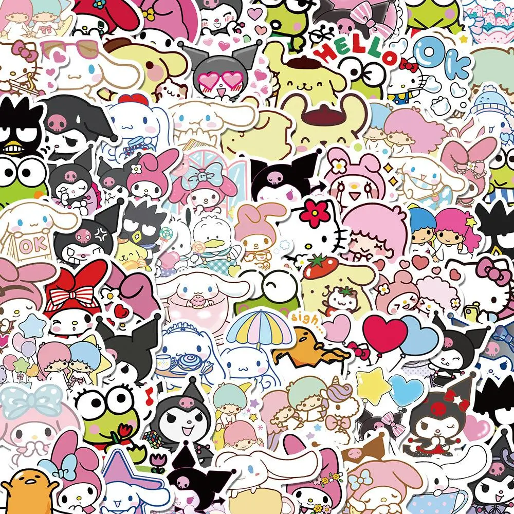 100 Pack Sanrio Licensed Cute Cartoon Vinyl Stickers Kids Girls Decor Decals