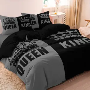 Queen King Size Heart Pattern Digital Print Bedding Set, Zipper Closure, Super Fine Fiber, Comfortable Breathable, Bedroom Gift, Breathable Duvet Set