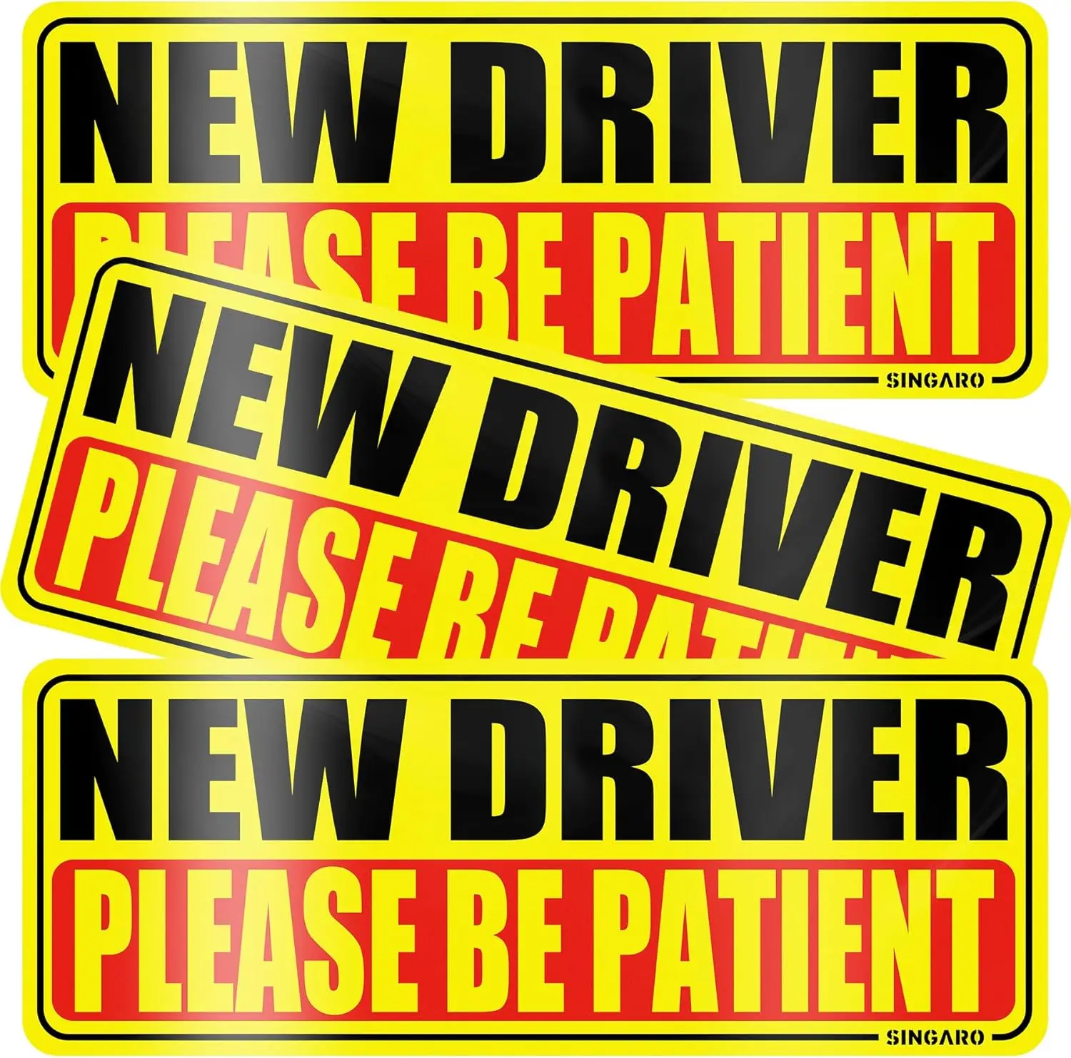 3Pcs Magnetic Reflective Student Driver Safety Warning Bumper Stickers - Glueless Self-Adhesive Decoration, Removable Car Exterior Accessories for Novice Drivers, Vehicles Decorative Decals