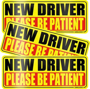 New Driver Magnet for Car, Please Be Patient New Driver, 3Pcs Magnetic Reflective Novice Rookie Drivers Safety Warning Bumper Stickers, Removable Car Exterior Accessories