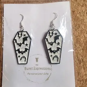 Halloween earrings, coffin earrings,Halloween jewelry, handmade jewelry, handmade earrings