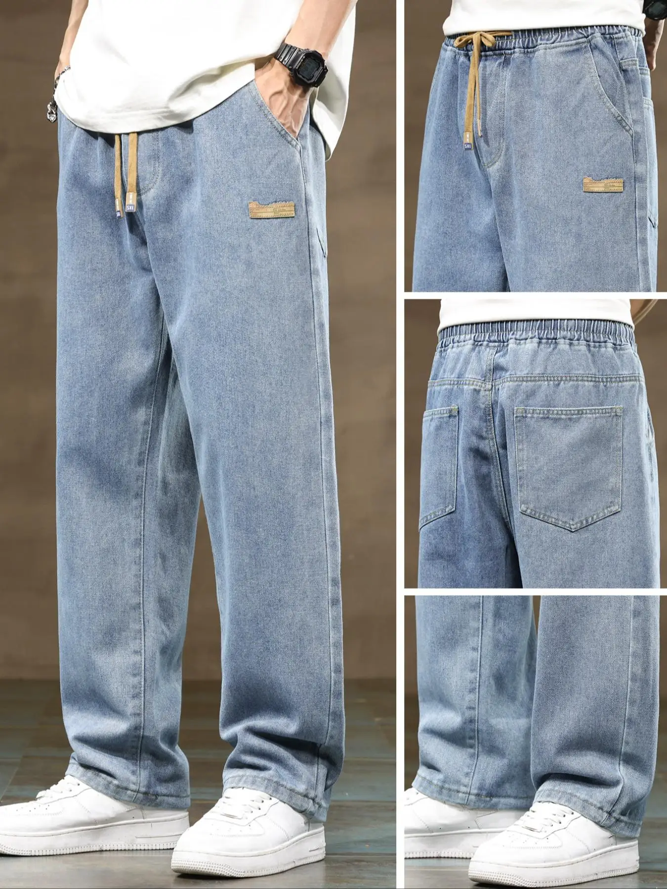 Men's Regular Fit Solid Color Straight Leg Jeans, Casual Comfy Denim Trousers for Daily Wear, Fashion Men's Bottoms for All Seasons, Streetwear