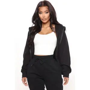 Stole Your Boyfriend's Oversized Zip Up Hoodie - Black
