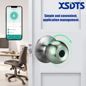 XSDTS Smart Door Lock Fingerprint KNOB Recognition with App Control Keyless Security Lock for Bedroom Apartment Front Door Silver