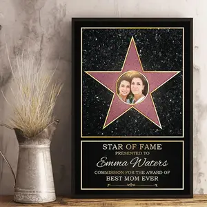 2D Flat, 2D Flat, Personalized Canvas Featuring The Star of Fame, a Unique Present for Parents And Family. This Exclusive Captures Family Memories And Is Perfect for Decorating Living Rooms Or Bedrooms,Photos and names can be customized