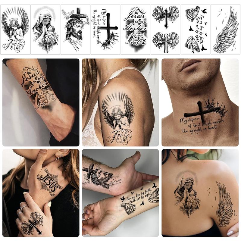 77 Sheets Christian Temporary Tattoo Adult Men Women Kids Religious Jesus Cross God Christ Catholic Realistic Half Sleeve Body Fake Tattoos Stickers 77 Sheets Christian Temporary Tattoo Adult Men Women Kids Religious Jesus Cross God Christ Catholic Realistic Half Sleeve Body Fake Tattoos Stickers