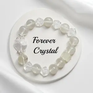 Forever Crystal Citrine Clear Quartz & White Azeztulite Bracelet with 16mm Focal Bead for Abundance Spiritual Clarity