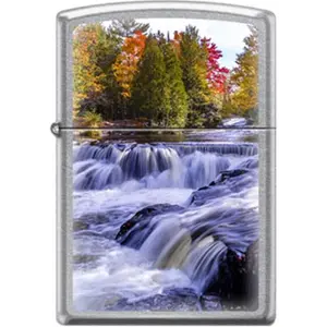 Zippo Lighter River In Fall Street Chrome Made in USA with Lifetime Warranty in Zippo Gift Box