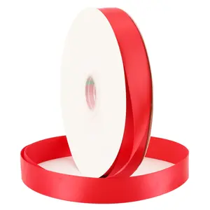 Laribbons 1 Inch Wide Double Face Red Stain Ribbon for Day Gift Wrapping, Silk Fabric Ribbon for Flower Bouquet, Wedding Decoration, Art Craft, Hair Bow, 50 Yard