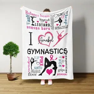 Gymnastics Blanket, Personalized Blankets And Throws, Gymnastics Gifts, Gifts For Gymnastics Girls, Gifts For Women, Gifts For Girls 