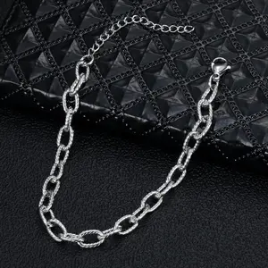 Women's Elegant Minimalist Bangle - Trendy Stackable Stainless Steel Bangle, Hip Hop Ribbed O-Shaped Cuban Chain Beaded Fashion Accessory for Daily, Party Wearing, Trendy Stack Bangle,summerwins