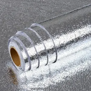 Kitchen Wallpaper Oil Proof Sticker Aluminum FoilBacksplash Self-Adhesive Contact Paper CabinetLiner Waterproof and Heat Resistant Peel andStick Wallpaper(23.62x19.7 Inches Cube Texture.Silver ) Home Modern Decorative Design peel stick wallpaper