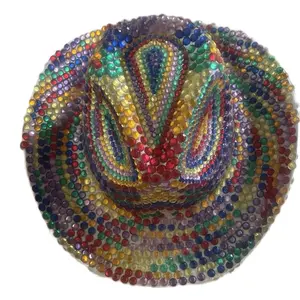 CUSTOM HANDMADE Rhinestone Cowgirl Hat with Vibrant Multicolor Rhinestones for Festive Outfits and Events Perfect for Celebrations