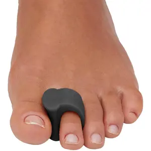 Gel Toe Separators for Overlapping Toes, Bunions, Big Toe Alignment, Corrector and Spacer - 4 Pack (Black)