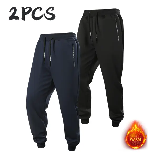 Men’s 2-Pack Cuffed Casual Sweatpants, Drawstring Waist, Long Pants for Autumn/Winter, Comfortable and Warm, Elasticated Ankle Fit