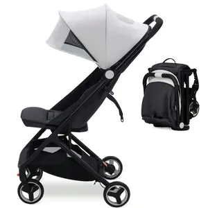 Compact One-Hand Fold Lightweight Stroller - Multi-Position Recline Travel Stroller with Adjustable Canopy, Storage Basket & Airplane-Friendly Reclining Seat, Ideal for Toddlers & Babies