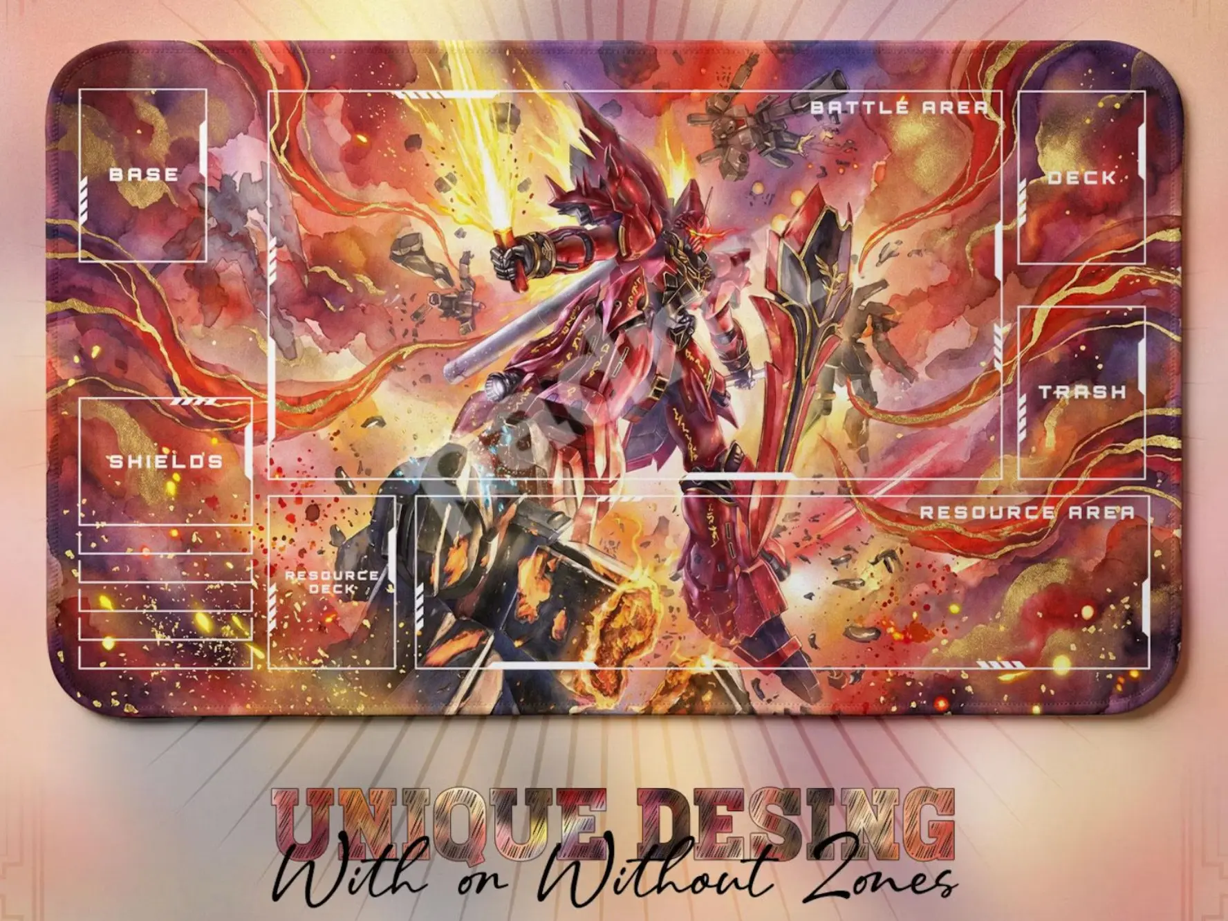 Sazabi Char's Counterattack TCG Playmat — Gundam Card Game Mat 24x14 Zones