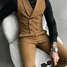 Men's Fashion Casual Minimalist Slim-Fit Blazer Set, Young Stylish Suit Vest and Pants, All-Season Wear, Plain Pattern, Trendy, Suit Set Clothes